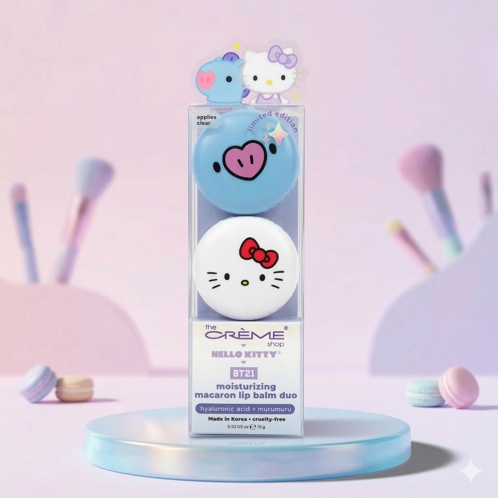 The Crème Shop x Hello Kitty BT21 Macaron Lip Balm Sanrio NIB Limited Edition